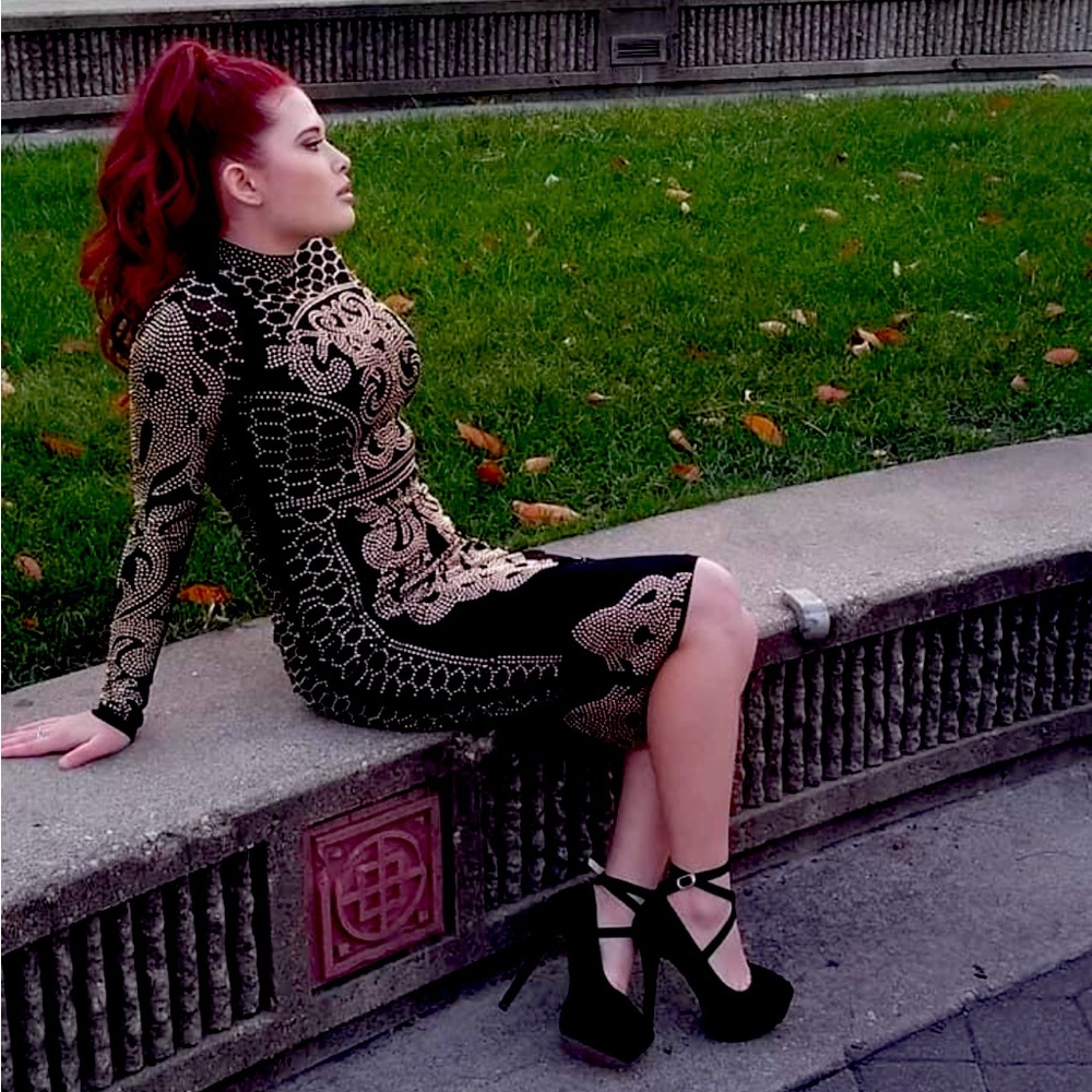 Black gold beaded dress from Akira